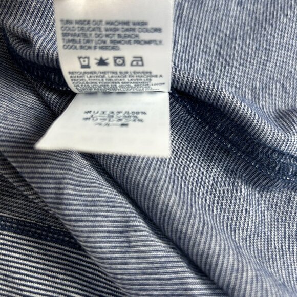 Lands' End Womens Blue Pinstripe V-Neck Long Sleeve Top Medium 10-12 Stretch - Picture 5 of 8